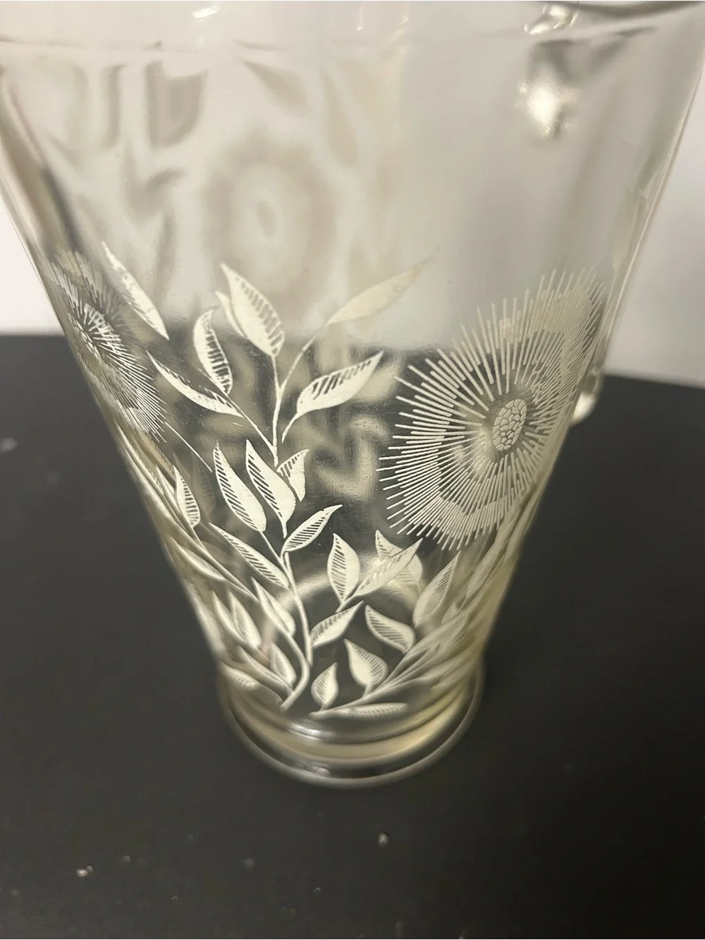 Vintage clear glass pitcher 1950 jeannette cosmos